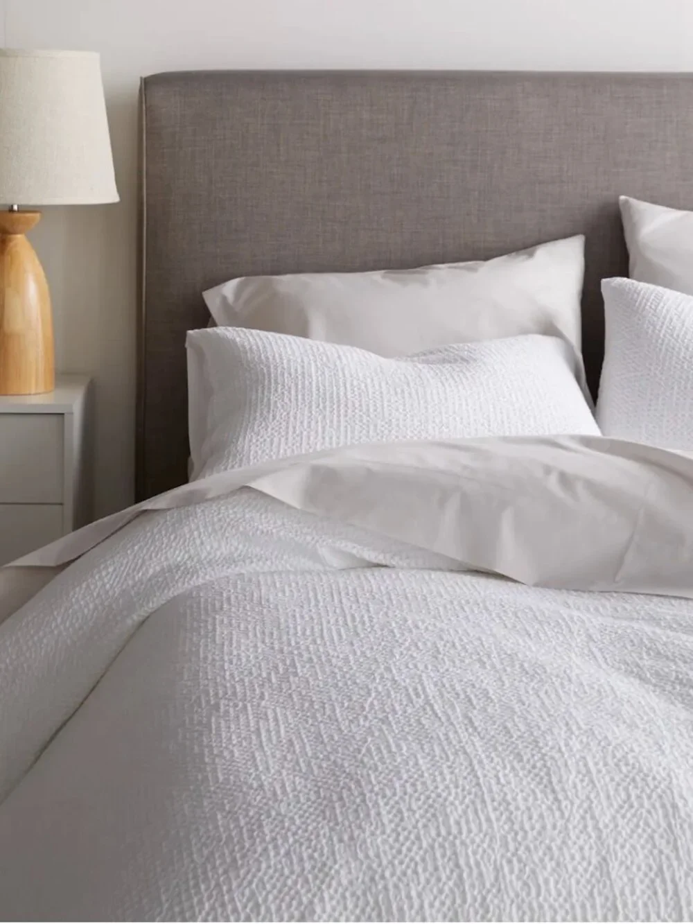 QUINCE Organic Luxe Honeycomb Duvet Cover Set QUEEN in WHITE NWOT